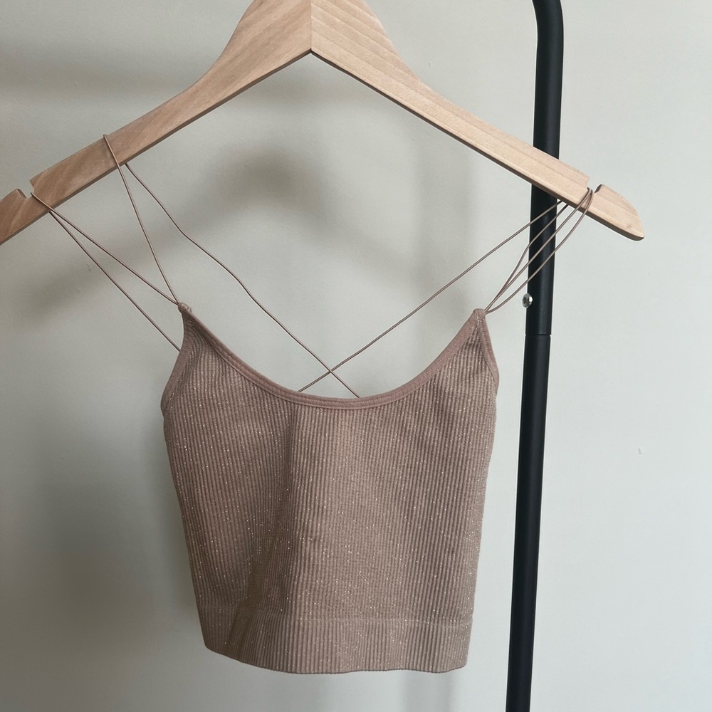 URBN Out From Under Subtle Sparkle Cropped Tank